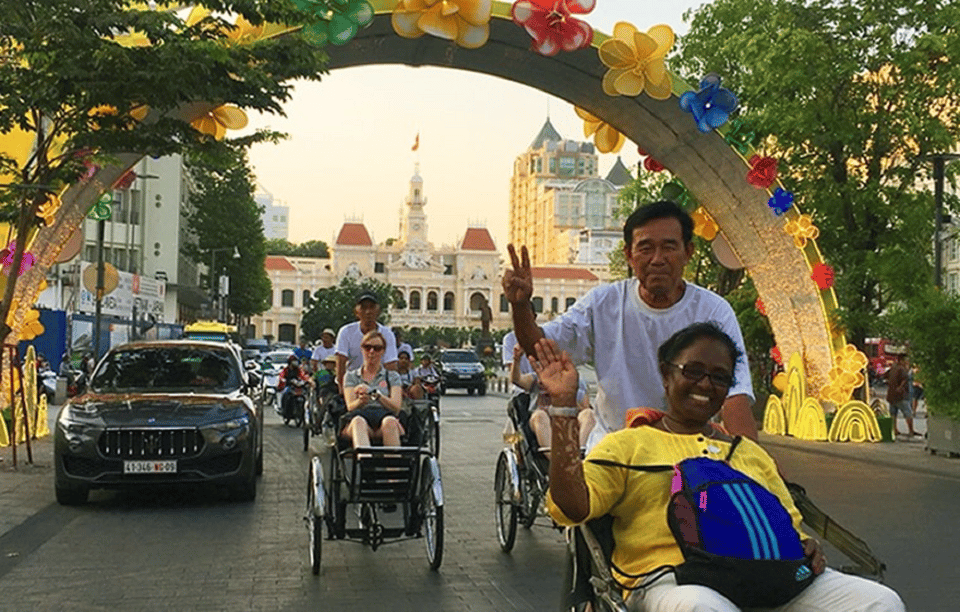 Ho Chi Minh City Cyclo Tour with English Speaking Guide - CIA Building stop, Hotel Continental, and The Quiet American film scenes