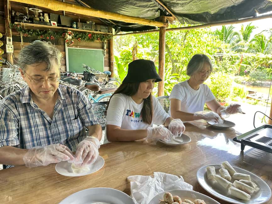 Mekong Day Trip Group 12pax Explore Bicycle & Cooking Class - The cooking class: spring rolls, pancakes, and BBQ lunch